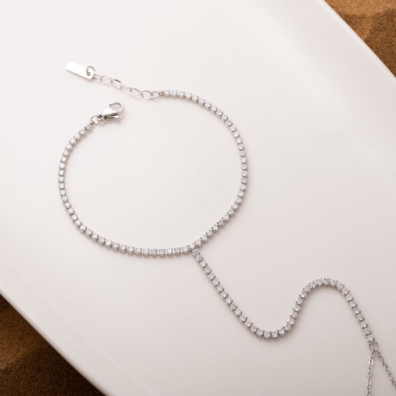 Stoned Handchain Silver