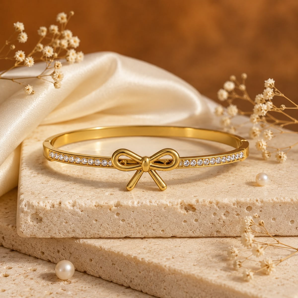 Bow Stoned Cuff