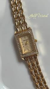 Luxury Gold Crystal Rectangular Watch