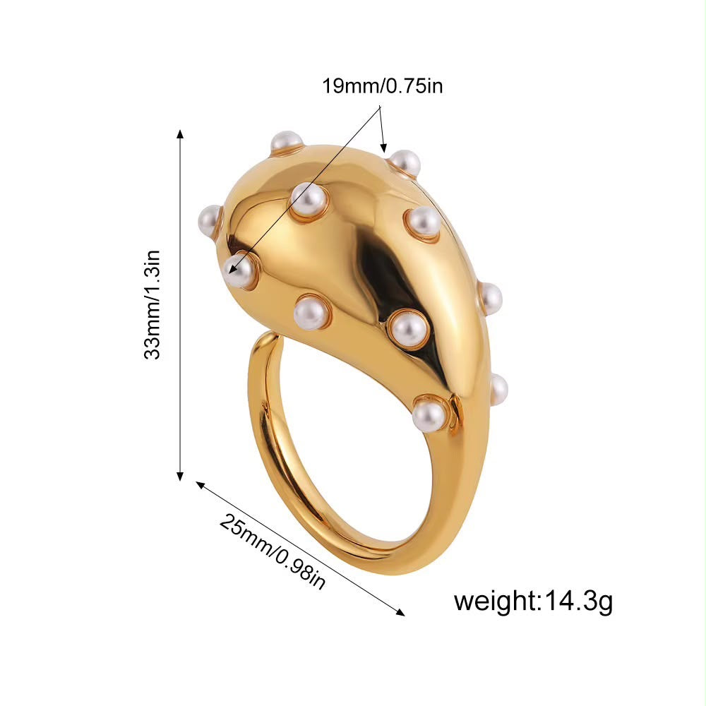 Pearl Chunky Ring (Adjustable)