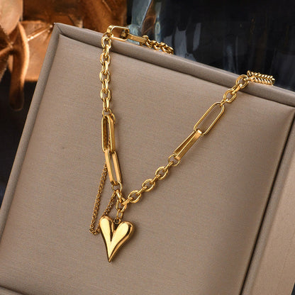 Chunky Heart Set (Bracelet+Ring+necklace)