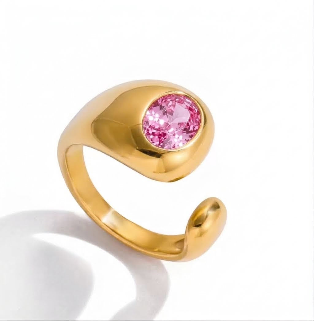 Stoned Open Ring (Adjustable)
