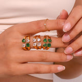 Hearth shape 4 stone ring