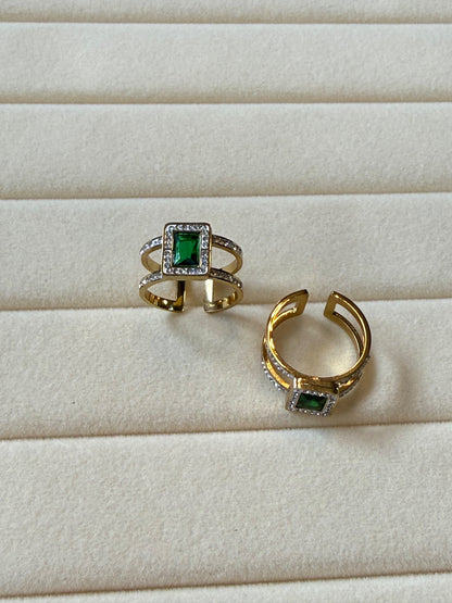 Elegant Luxury Emerald Ring (Adjustable)