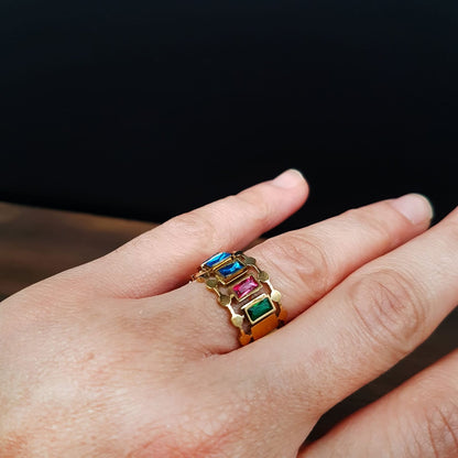 Multi Gemstone Ring (Adjustable)