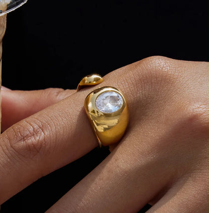 Stoned Open Ring (Adjustable)