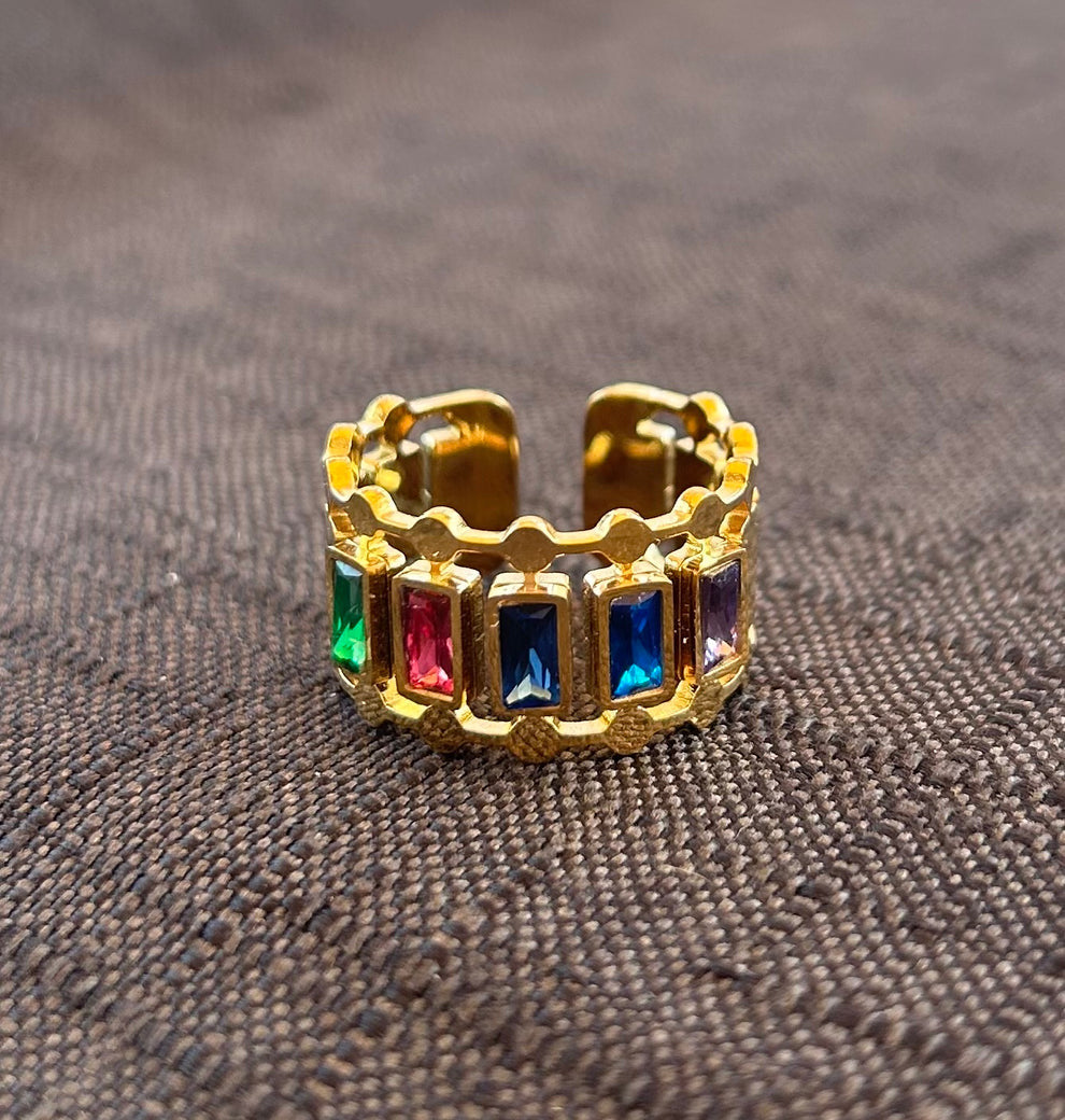 Multi Gemstone Ring (Adjustable)