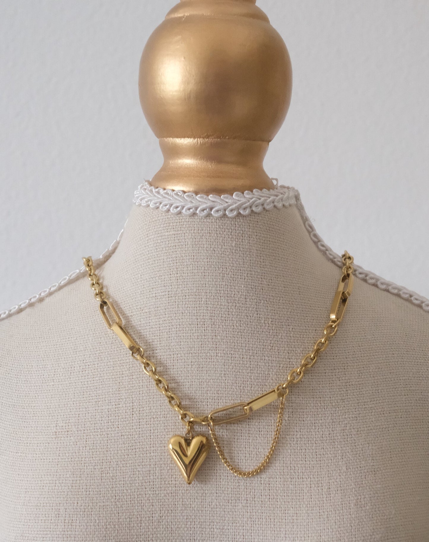 Chunky Heart Set (Bracelet+Ring+necklace)