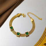 Mesh emerald stone braslate