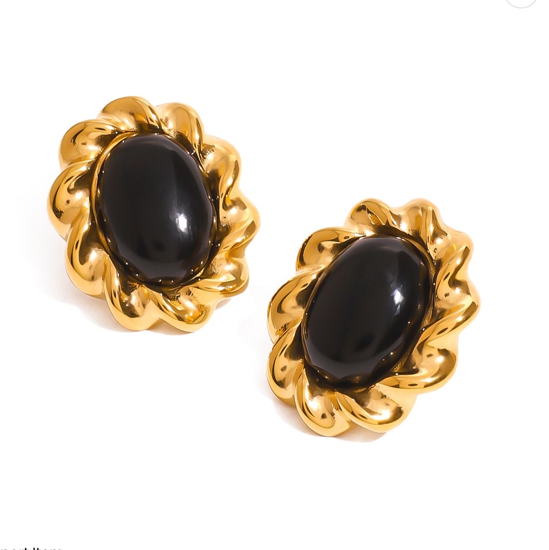 Vintage Black Oval Earring