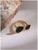 2 side black & white ring