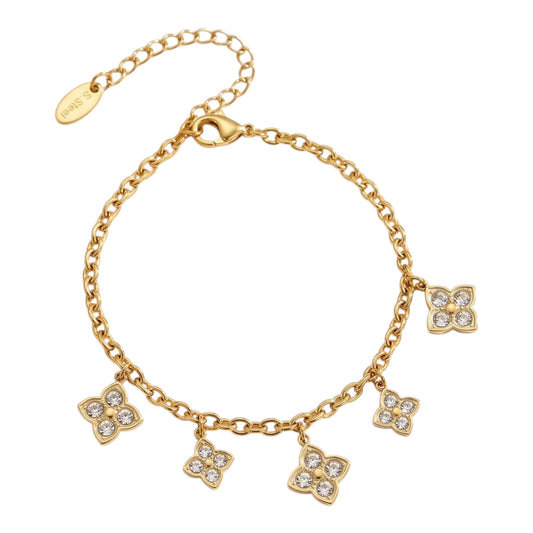 Silver stone clover Bracelet