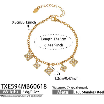 Silver stone clover Bracelet
