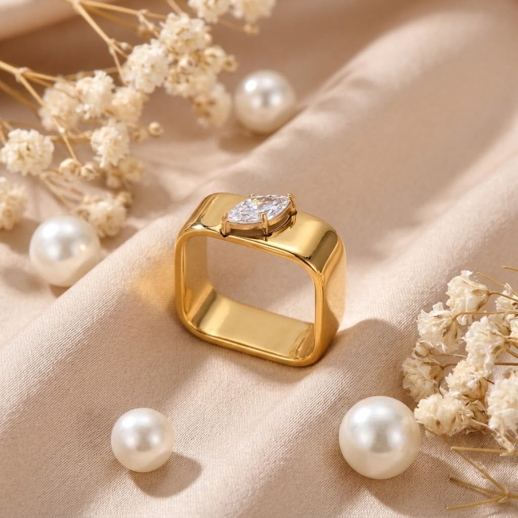Boxy Stone Ring