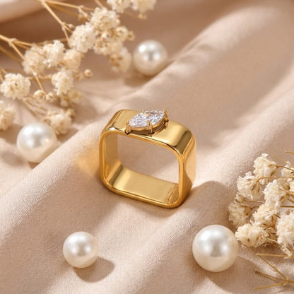 Boxy Stone Ring