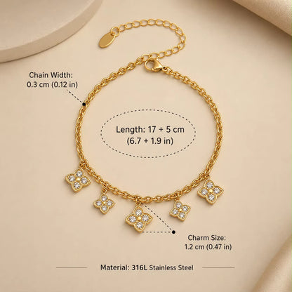 Silver stone clover Bracelet