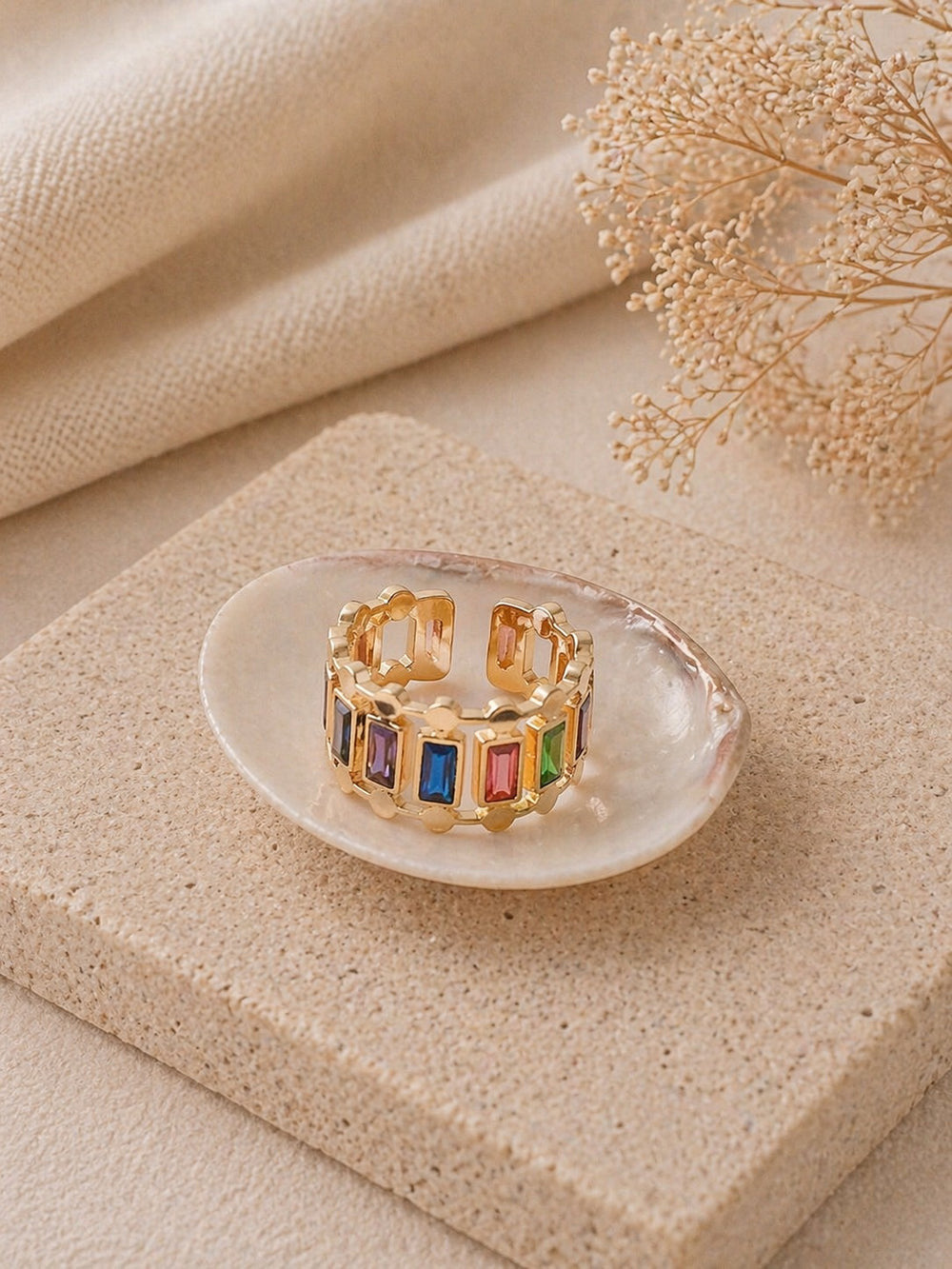 Multi Gemstone Ring (Adjustable)