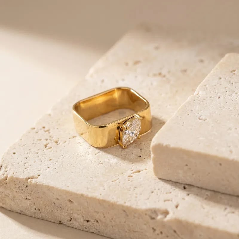 Boxy Stone Ring
