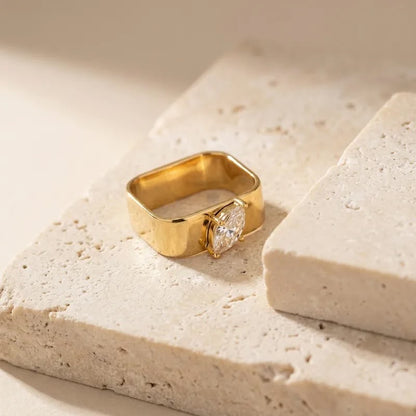 Boxy Stone Ring