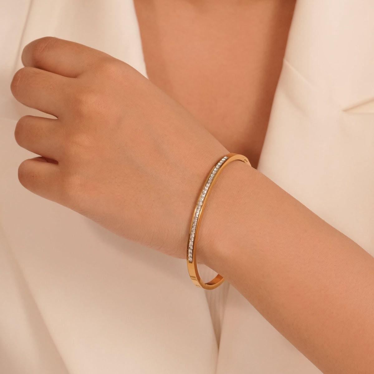 Crystal stone cuff