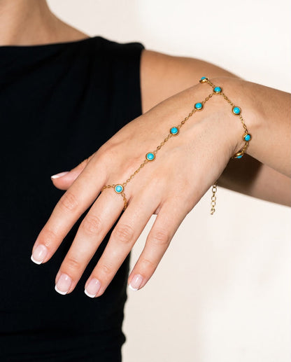 Turquoise Beaded Hand Chain