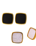 Square black and white stud