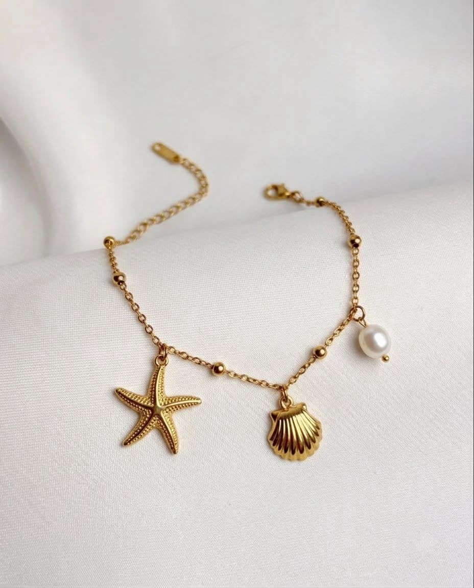 Bohemian starfish and pearl bracelet