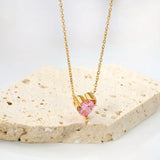 Pink mini heart necklace